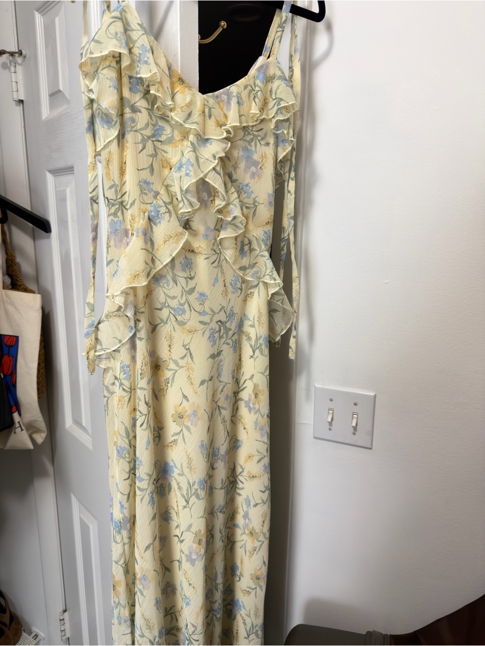 Marshalls Pale Yellow Floral Ruffle Maxi Dress